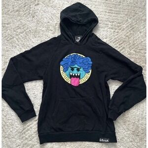 Mens Pink + Dolphin Mario Versace style black hoodie Size M